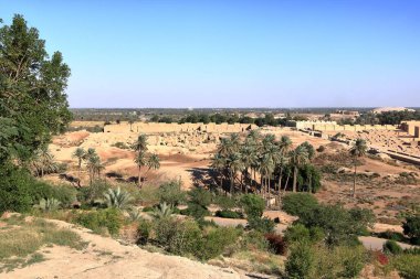 the Upper view of the ancient city of Babylon from former Saddam Hussein palace in Hillah, Iraq clipart