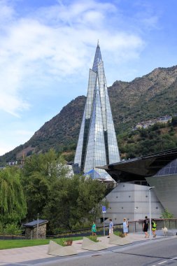 Les Escaldes - Andorra 'da Engordany - 31 Ağustos 2024: Caldea spa merkezi, Merkez Termoludic Caldea