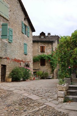 lovely streets of the village Sainte-Enimie, Gorges du Tarn in France, Europe clipart