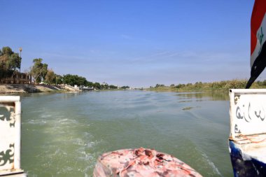 Tigris river at the Euphrates and Tigris confluence, Shatt al-Arab, Al-Qurna, Basra, Iraq clipart