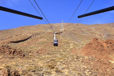 Tenerife, İspanya 'daki Kanarya Adaları - 30 Kasım 2024: Mount Teide teleferiğine bakın