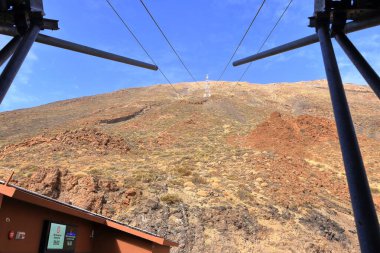 Tenerife, İspanya 'daki Kanarya Adaları - 30 Kasım 2024: Mount Teide teleferiğine bakın
