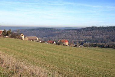 Pirna, Saksonya, Almanya yakınlarındaki Cotta çevresindeki manzara