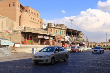 Erbil, Erbil, Kürdistan, Irak - 20 Kasım 2024: Kentin merkezindeki Erbil Kalesi etrafında