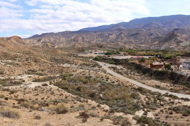 Batı tarzı filmler için evler, çölün ortasında mini Hollywood, Tabernas, Almeria, Endülüs, İspanya