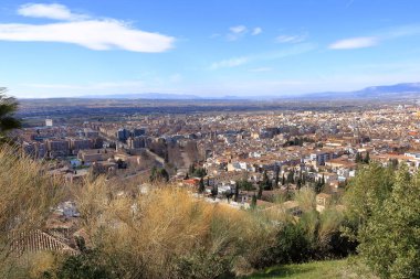 Granada, Endülüs, İspanya üzerinde havadan panoramik bir manzara
