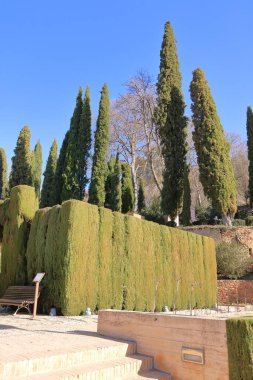 Generalife Bahçeleri, Alhambra 'nın bir kısmı, Granada, Endülüs İspanya