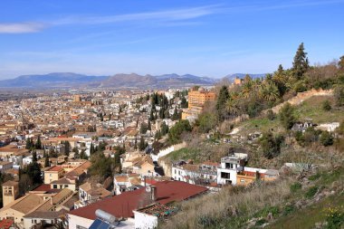 Granada, Endülüs, İspanya üzerinde havadan panoramik bir manzara