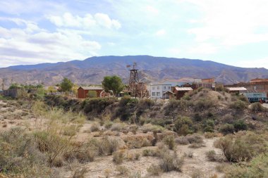 Batı tarzı filmler için evler, çölün ortasında mini Hollywood, Tabernas, Almeria, Endülüs, İspanya
