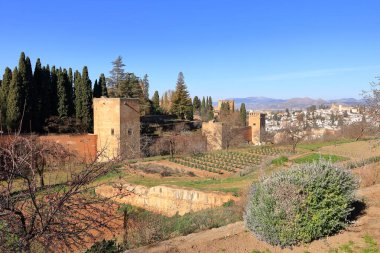 Granada, Endülüs, İspanya üzerinde havadan panoramik bir manzara