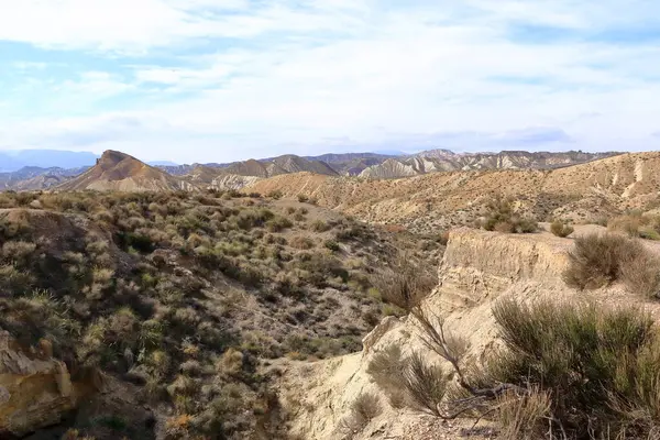 Tabernas Çölü manzarası. Almerya Eyaleti, Endülüs İspanya