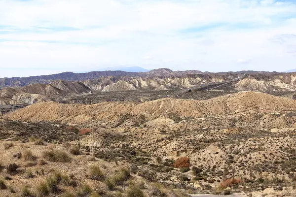 Tabernas Çölü manzarası. Almerya Eyaleti, Endülüs İspanya