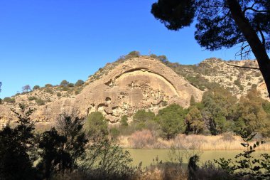 Caminito del Rey yolunun kuzey girişindeki manzara, Ardales, Malaga, Endülüs, İspanya