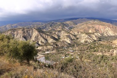 Alcolea yakınlarındaki manzara, Alpujarra 'daki küçük köy, Almerya, İspanya' daki Endülüs