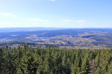 Gözetleme kulesinden Rozhledna Pajndl, Tisovsky Vrch, Bohemya 'da Nejdek Karlovy Vary, Karlsbad, Çek Cumhuriyeti' nde Carlsbad