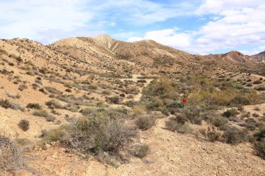 Tabernas Çölü manzarası. Almerya Eyaleti, Endülüs İspanya