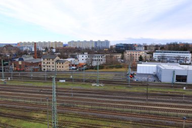 Dresden, Almanya Saksonya - 08 Ocak 2025: Dresden 'den kuzeybatı şehrine bakın - Plauen