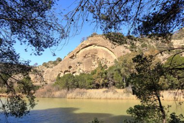 Caminito del Rey yolunun kuzey girişindeki manzara, Ardales, Malaga, Endülüs, İspanya