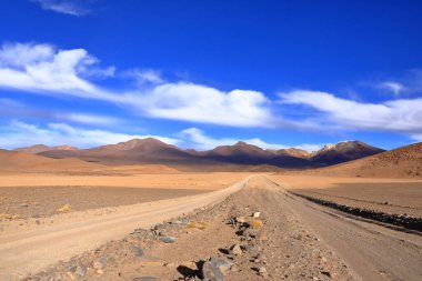 Uyuni 'den Bolivya' nın güneyine yapılan bir yolculuktaki manzara.
