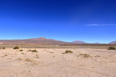 Uyuni 'den Bolivya' nın güneyine yapılan bir yolculuktaki manzara.