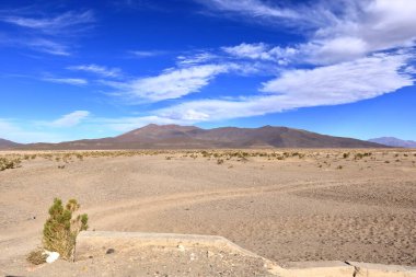 Uyuni 'den Bolivya' nın güneyine yapılan bir yolculuktaki manzara.