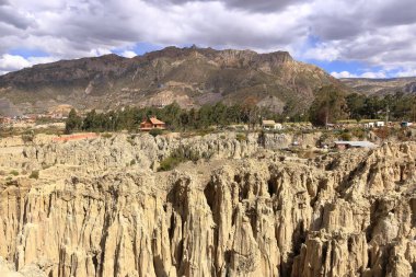 Valle de la Luna 'nın kayalık manzarası, Ay Vadisi, La Paz, Bolivya