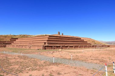 Tiwanaku Tiawanacu 'daki eski taşlar Bolivya' daki Tiahuanaco harabe alanı