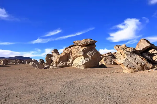 Güney Amerika 'da Bolivya' nın Uyuni Tuz Düzlüğü bölgesindeki Siloli Çölü 'ndeki ünlü taş ağaç oluşumu (Arbol de Piedra).