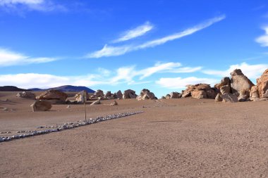 Güney Amerika 'da Bolivya' nın Uyuni Tuz Düzlüğü bölgesindeki Siloli Çölü 'ndeki ünlü taş ağaç oluşumu (Arbol de Piedra).