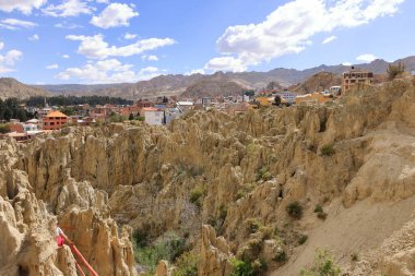 Valle de la Luna 'nın kayalık manzarası, Ay Vadisi, La Paz, Bolivya