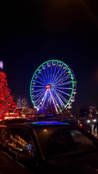 Luxembourg November 2023 Luxembourg Christmas Market Wantermaart Place Constitution — Stock Video