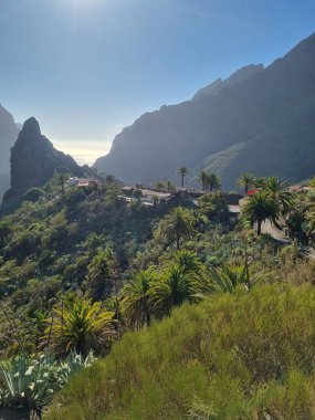 Tenerife 'de güneşli bir günde Masca Köyü