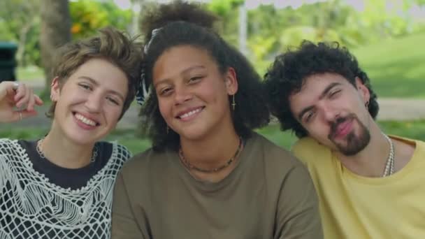 Grupo Retrato Jovens Amigos Gen Posando Para Câmera Com Sorriso — Vídeo de Stock