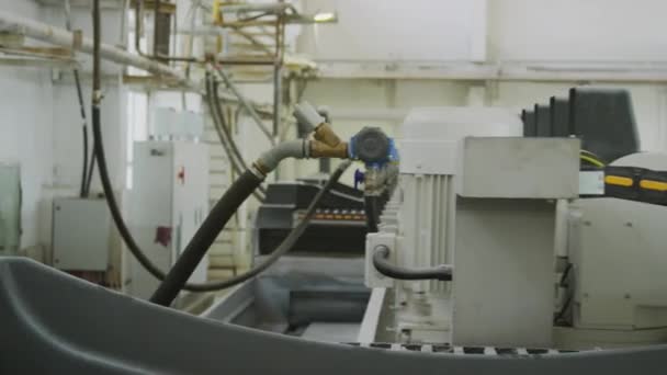 Nenhuma Pessoa Filmada Máquina Processamento Mármore Trabalho Fábrica Corte Pedra — Vídeo de Stock