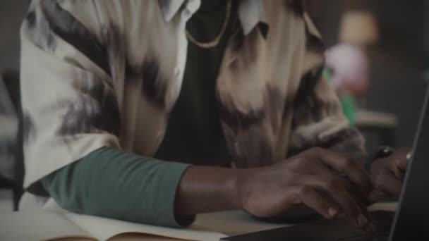 Tilt Close Shot Young African American Programmer Wireless Headphones Typing — Stock Video