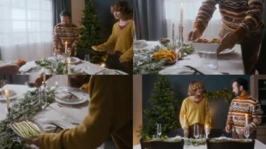 Noel yemeğini evde hazırlarken aile üyelerinin tatil masasında servis ettiği bir ekran ayır.
