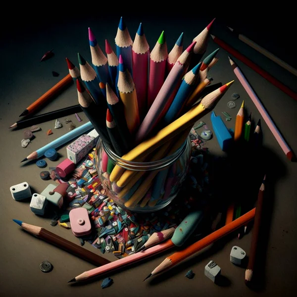 Colored pencils with unusual colors for drawing and interior design.
