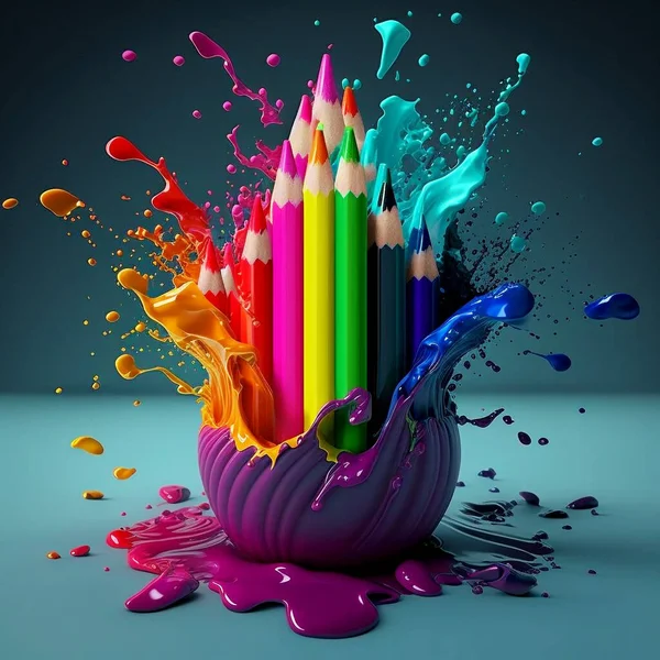 Colored pencils with unusual colors for drawing and interior design.