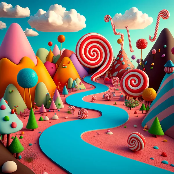Candy world, ethereal soft landscape Pastel pink sky blue glitter