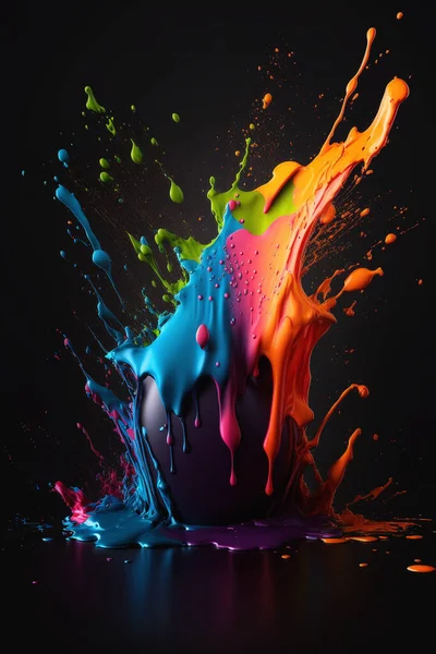 Multi-colored paint, mixed, paint splashes, smooth lines, unusual background, for interiors.