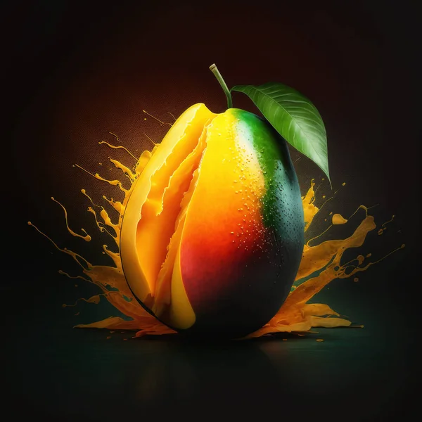 Mango delicious fruit, juice splash, and natural mango juice.