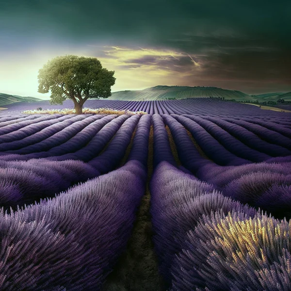 Lavender field, beautiful landscape, France, lavender blossom.