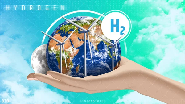 Green Hydrogen Alternative Reduces Emissions Cares Our Planet — Stock Photo, Image