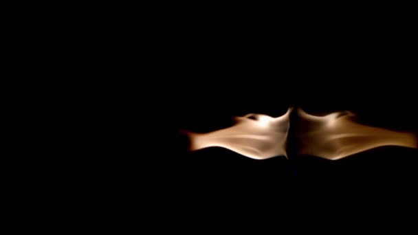 Вертикальный Очаг Огня Крупным Планом Черном Фоне Замедленной Съемки — стоковое видео