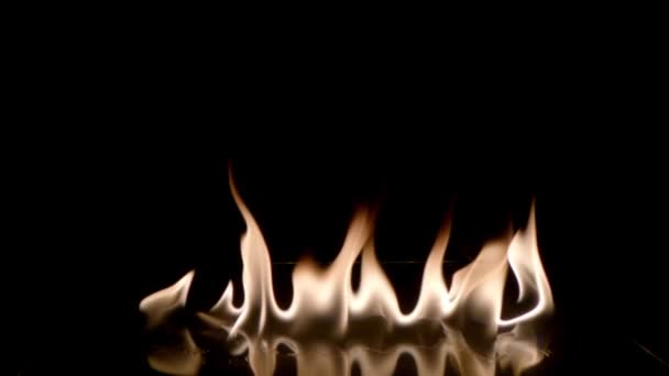 スローモーションで黒の背景クローズアップで火災 火災の自然映像 — ストック動画