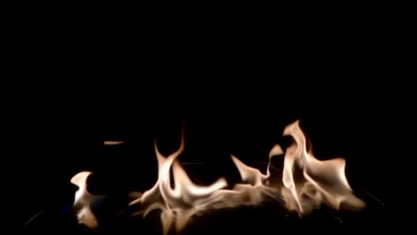 Zhasínající Oheň Černém Pozadí Zpomaleného Pohybu Vyfoukni Vzduch Ohně Zhaslo — Stock video