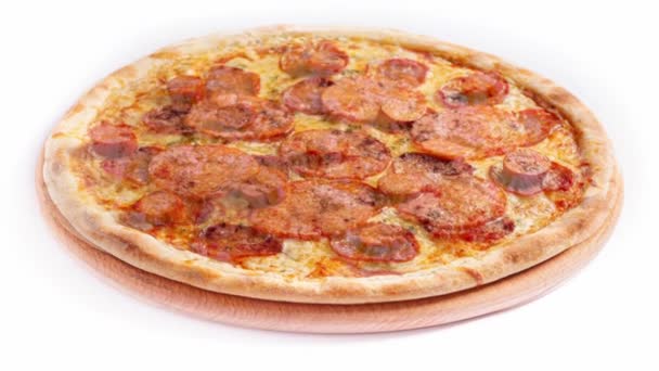 Set Von Pizza Isoliert Seitenansicht Auf Weißem Hintergrund Video Stop — Stockvideo