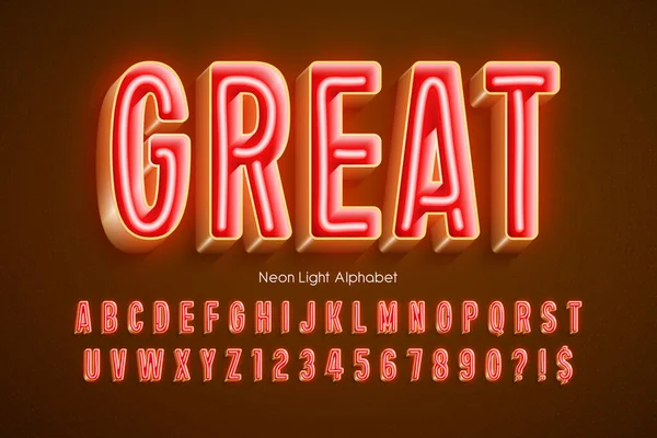 Neon Light Alphabet Retro Futuristische Ursprüngliche Art Farbkontrolle Bei Swatch — Stockvektor