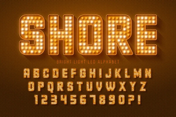 stock vector Retro cinema alphabet design, cabaret, LED lamps letters and numbers. Original design