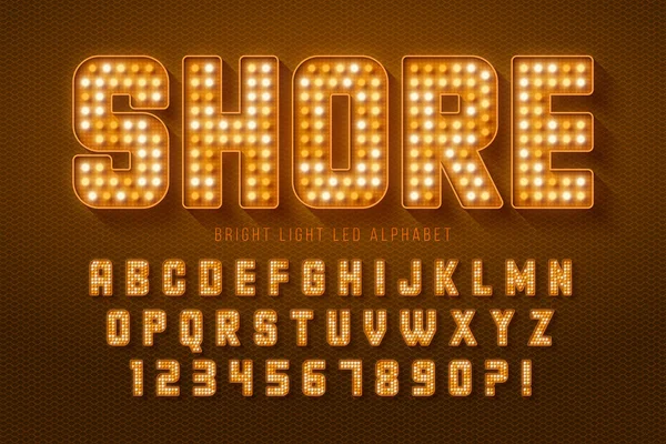 Retro Cinema Alphabet Design Cabaret Led Lamps Letters Numbers Original Wektor Stockowy